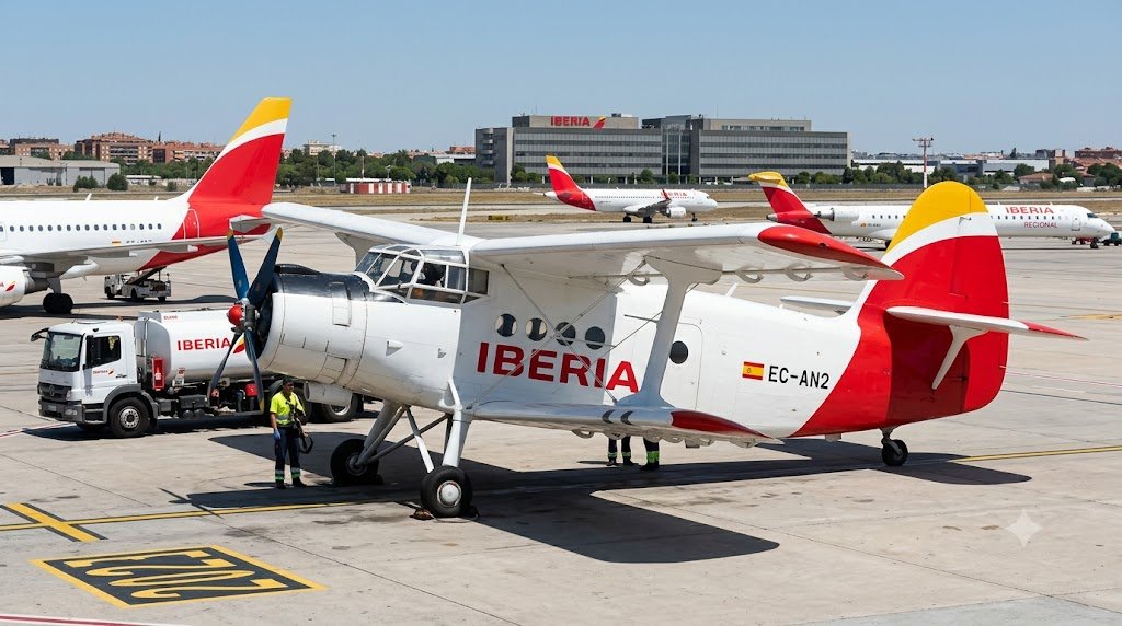 whatifaviation's tweet photo. IBERIA's Antonov 2 mainly used on Valecia - Ibiza route🤠😏 https://t.co/ykXpp0Kv8c