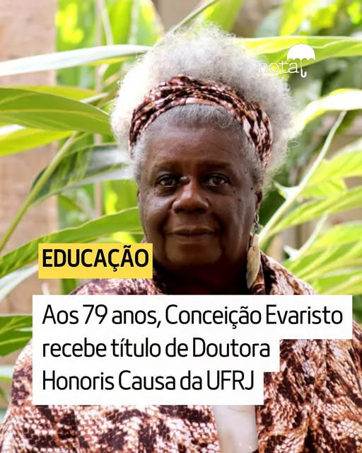 jornalnota's tweet photo. INSPIRAÇÃO! 🚨A escritora e linguista Maria da Conceição Evaristo de Brito foi aprovada, por unanimidade, como nova Doutora Honoris Causa da Universidade Federal do Rio de Janeiro (UFRJ).

Ex-aluna da graduação em Letras da UFRJ, onde se formou em 1990, Conceição Evaristo possui mestrado em Literatura Brasileira pela PUC-Rio e doutorado em Literatura Comparada pela Universidade Federal Fluminense (UFF). 

Leia a matéria completa:
https://t.co/QZCEJ6YBRY