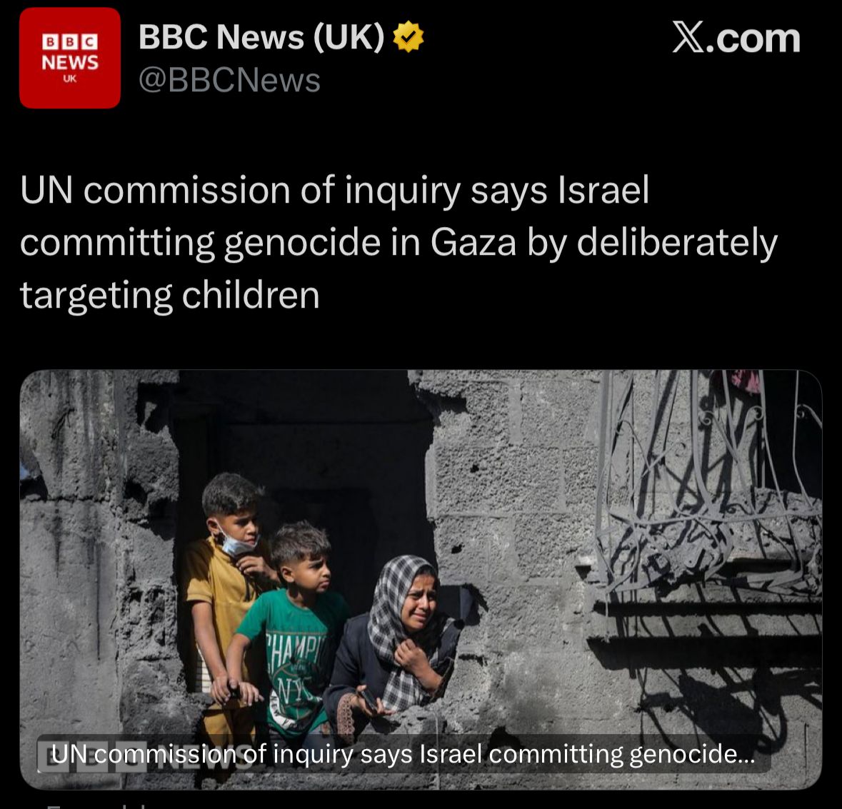 HenMazzig's tweet photo. “Its three-member expert panel does not officially speak for the UN.”

You have to scroll past 8 paragraphs and 3 ads before you get to what should have been the headline. 

Nowhere in the article will you find information on the “commission of inquiry” members. One, Chris Sidoti, once said “accusations of antisemitism are thrown around like rice at a wedding.”

Typical day of context-free, click bait “journalism” from the BBC.