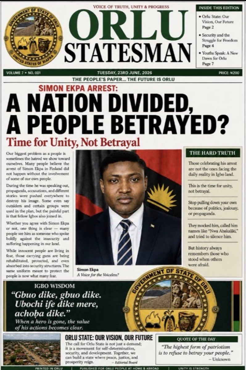 ngoziora's tweet photo. The fastest selling Newspaper in Biafraland

DPM https://t.co/RAOR57xkN0