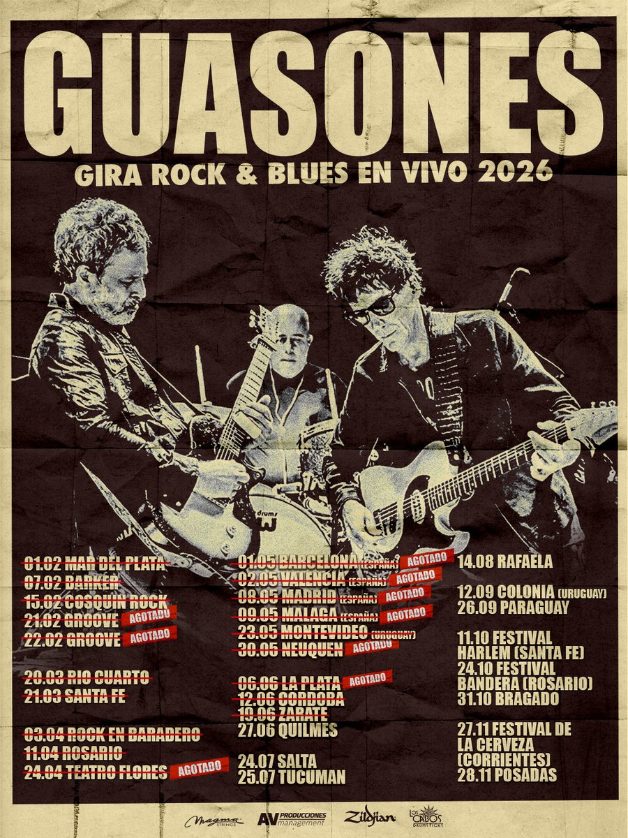 guasonesoficial's tweet photo. 𝐆𝐈𝐑𝐀 𝐑𝐎𝐂𝐊 &amp; 𝐁𝐋𝐔𝐄𝐒 𝐄𝐍 𝐕𝐈𝐕𝐎 𝟐𝟎𝟐𝟔

¡Últimos shows del año! 

🎫 Tickets disponibles en https://t.co/IHIAtV6i9w https://t.co/d4camNKIBm