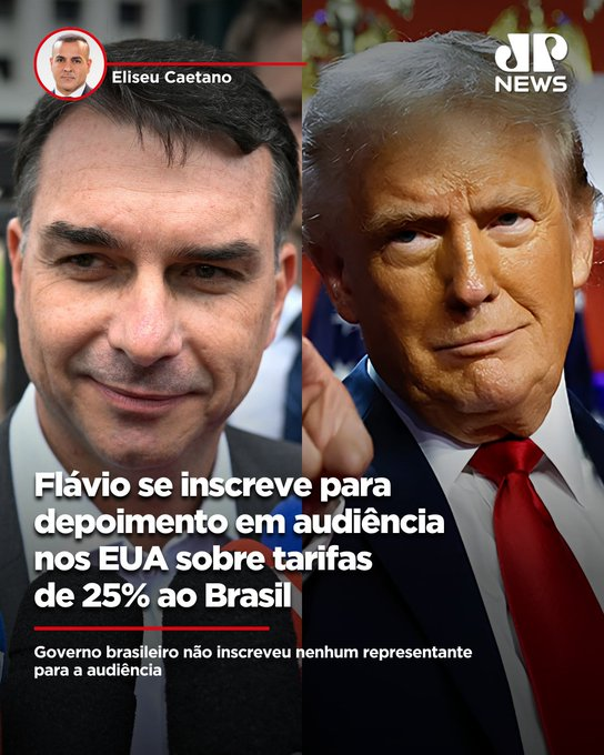 SodLinda's tweet photo. Flávio Bolsonaro vai aos EUA atuar para evitar o Tarifaço contra os produtos brasileiros. Lula não inscreveu ninguém para defender o Brasil! Que política externa é essa? Lula Estadista? Balela! É um velhote  magoado com o Presidente da maior Nação do Mundo. E o povo que se dane! https://t.co/frEasMaOWP