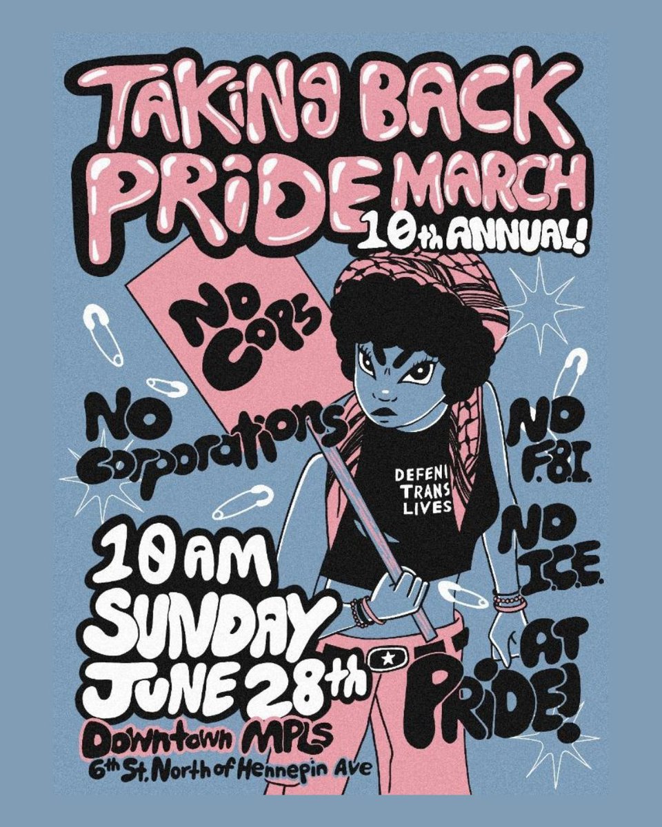 TwinCitiesDSA's tweet photo. TCDSA's Queer Liberation is proud to participate in Taking Back Pride's annual protest this Sunday at 10AM. Come join us and our contingent as we chant NO COPS, NO ICE, NO CORPS at Pride.
Now https://t.co/IOkTg0RJI2