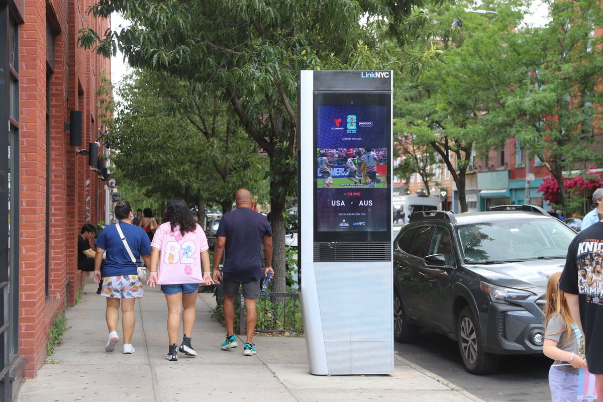 LinkNYC's tweet photo. ⚽ The world's game on New York's streets!

LinkNYC is turning public spaces across NYC into places of connection and community during the @FIFAWorldCup.

Join us on June 26 at 3pm ET as Norway takes on France LIVE🔴 on LinkNYC. Find a viewing location: https://t.co/HmcjPwbRkx https://t.co/UNDzCP9mKy