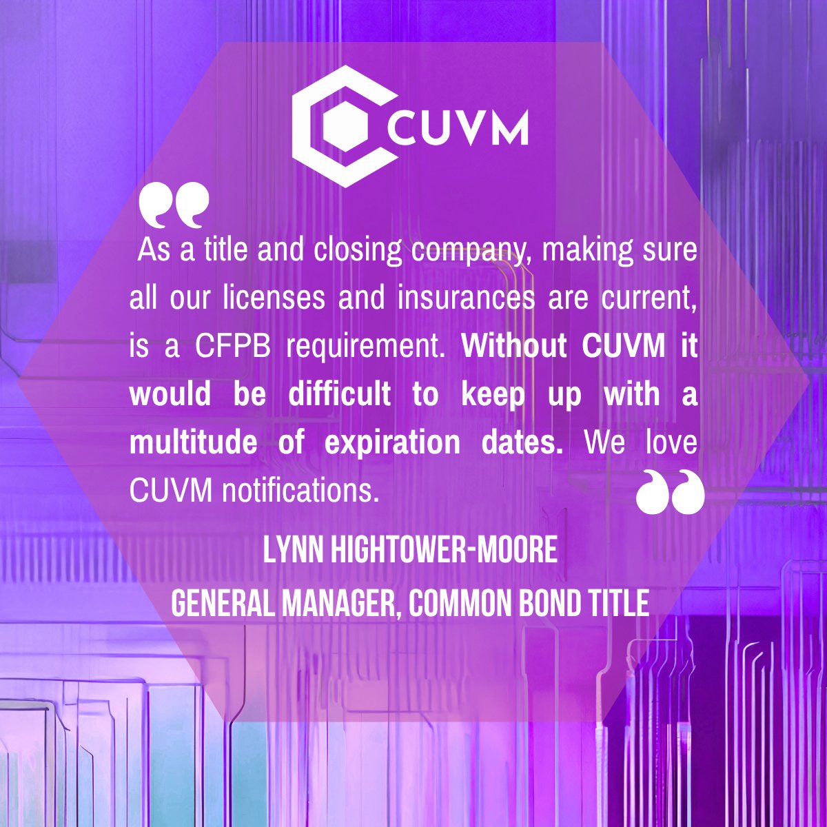 YourCUVM's tweet photo. At CUVM, we understand that vendor management is more than a compliance requirement, it’s a critical part of protecting operations, supporting teams, and strengthening member confidence. Thank you, Common Bond Title, for a great partnership! https://t.co/17LU9rlwzc