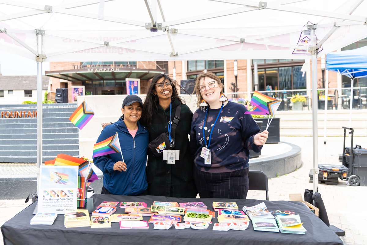 Exp_Brampton's tweet photo. Planning a visit to the @CityBrampton Farmers’ Market this Saturday? Add Brampton’s Pride celebration to your morning in @GardenSquareBrampton. 🌈 

Here’s what to know before you go: 

📍 Brampton’s Pride celebration runs from 9 am to 1 pm in Garden Square. 

🛍️ The Brampton Farmers’ Market will be running nearby, giving visitors a chance to enjoy local vendors and Pride programming in one downtown trip. 

🎧 Pride programming includes live music by DJ Chissmiss Cherry, drag performances curated by Equal Peel, activities, giveaways, face painting and photo opportunities. 

🤝 Community booths will feature local organizations and City services supporting Brampton’s 2SLGBTQIA+ community and allies. 

Thank you to our generous sponsors, @TD_Canada and @AlgomaU! 

Make a morning of it downtown and plan your visit 🔗: https://t.co/5BgxV3N74H