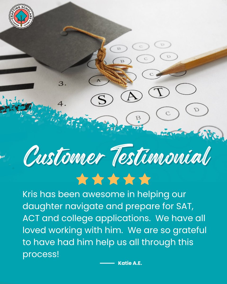 CraftingScholar's tweet photo. Summer is one of the best times to prepare for the SAT and ACT. With fewer school-year distractions, students can focus on building skills, boosting confidence, and preparing for future test dates. βοΈπ #SATPrep #ACTPrep #SummerTutoring #StudentSuccess #CollegeReady https://t.co/UNduI2Hbp2