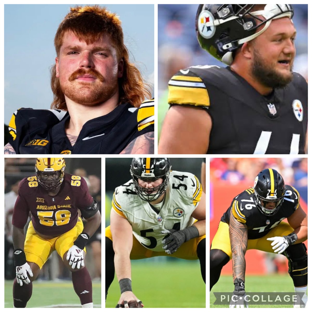 KTSmithFootball's tweet photo. Steelers projected O-Line by mid-season:

LT- Fautanu (26 yo)
LG - McCormick (26)
C - Frazier (24)
RG - Dunker (23)
RT - Iheanachor (22)

Premium draft picks. Young, nasty and athletic. Good depth. And James Campen to develop them.

This is the position group to watch in PIT. https://t.co/15GLn3OUj6