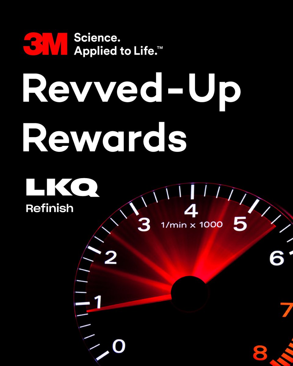 LKQCorp's tweet photo. Take advantage of the 3M Revved Up Rewards 06/01 - 08/31/26

Customers can earn tools &amp; equipment w/ 3M purchases made on selected products.
Contact local LKQ/Keystone location, your LKQ Refinish Rep, or order at https://t.co/j2cpVj6Od6.

https://t.co/48aketqPfR https://t.co/ttcaIBdD4p