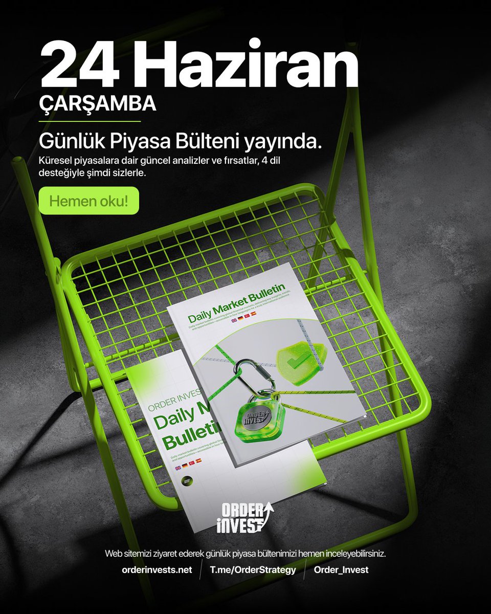 Order_Invest's tweet photo. 24 Haziran Order Invest Günlük Bülten'i Yayında! 📊📍
https://t.co/Xb5ZescUVs https://t.co/O1aj5sCb0c