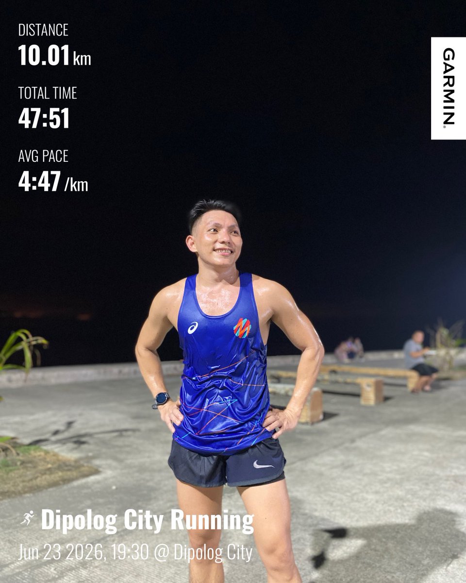 markyexplorerRL's tweet photo. Yong akala mo tuloy tuloy na ang ulan pero huminto pala. Kaya naka pag sub-50 10 km run tonight. #MarkytheExplorer #LakwatserongLibrarian #GarboBlazers #BuiltSafeRunner #MyDailyLifeinDipologCity #Running #Runner #DipologCityBoulevard https://t.co/XZSpSvXNZm