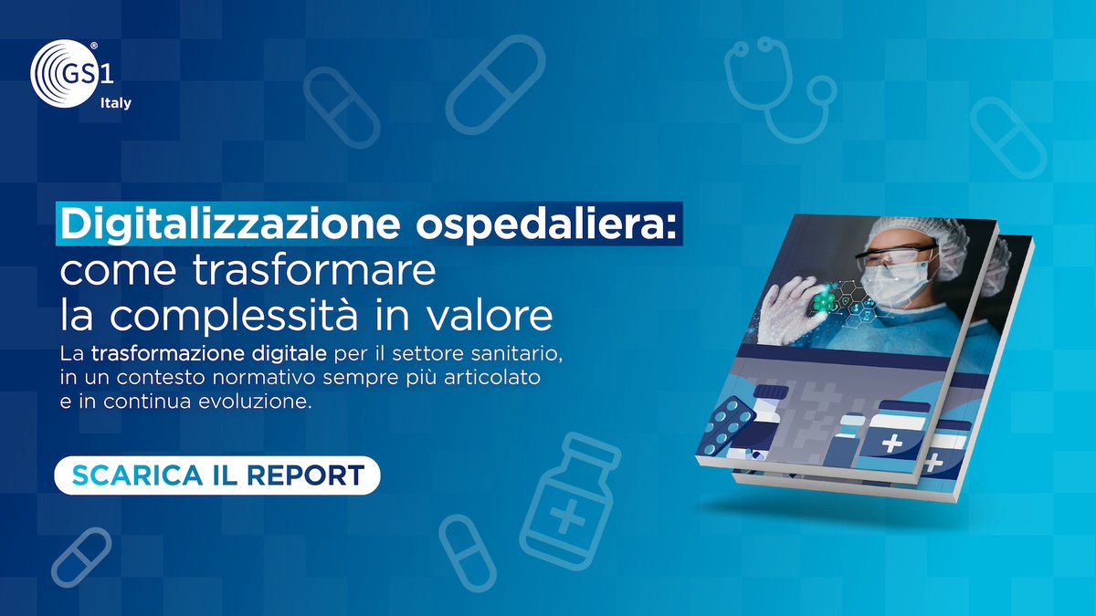 GS1italy's tweet photo. La digitalizzazione della sanità passa da processi più efficienti e sicuri per farmaci e dispositivi medici. Il report di Fondazione @GIMBE, realizzato con #GS1Italy, analizza le sfide ospedaliere e il ruolo degli standard GS1. Scarica la ricerca 👉🏻 https://t.co/OjwxazPch4 https://t.co/fj0L2Gxq3a