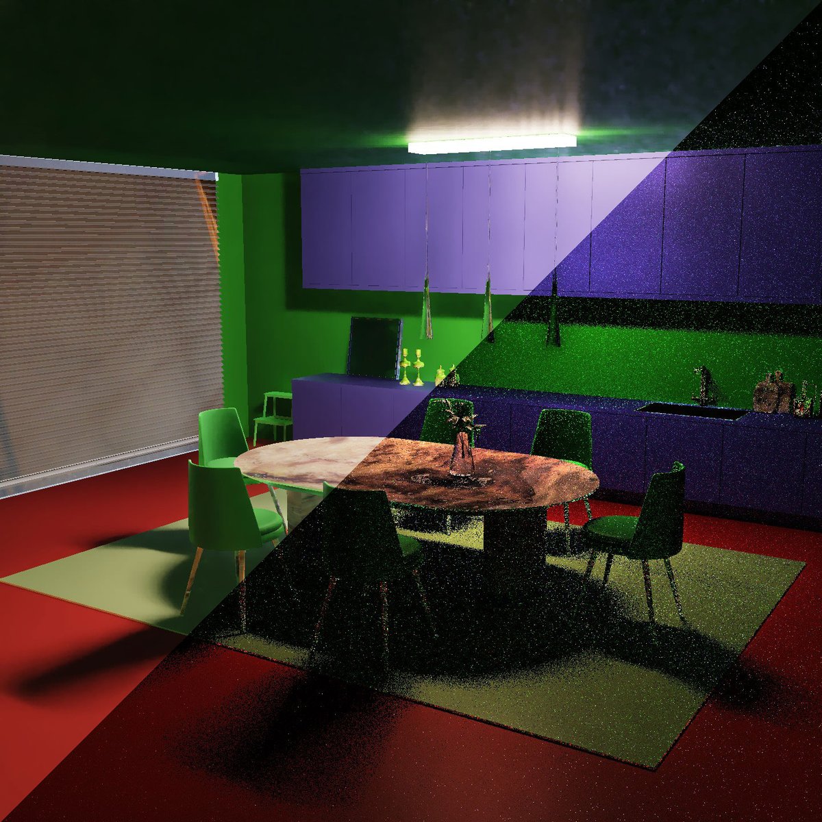 sephiroth_14's tweet photo. progress on my ReSTIR renderer - fixed GI bias and improved ReLAX denoiser. making my next commission work with this now... #pathtracer #realtime https://t.co/ZTkoJqmvIG