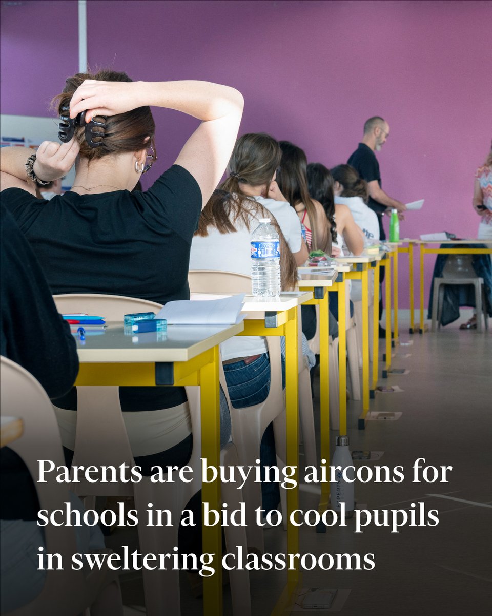 FT's tweet photo. Many schools in London and southern England are finishing early in response to the extreme heat, while some are closing altogether. Others have cancelled sports days and PE, rolled back their uniform policy and rushed to buy fans. https://t.co/m1yXnJQjWH https://t.co/2QFui3mVc5