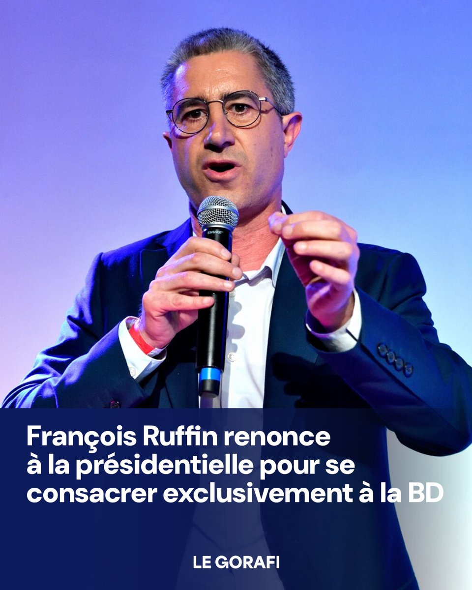 le_gorafi's tweet photo. François Ruffin renonce à la présidentielle pour se consacrer exclusivement à la BD https://t.co/IzHpr42mJr
