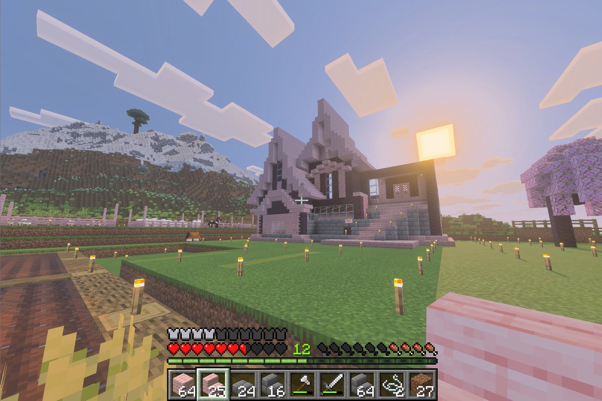 Shiona_io's tweet photo. ピンクハウスもだいぶ進んだな
＃マインクラフト　#minecraft https://t.co/B2yvHXyhie