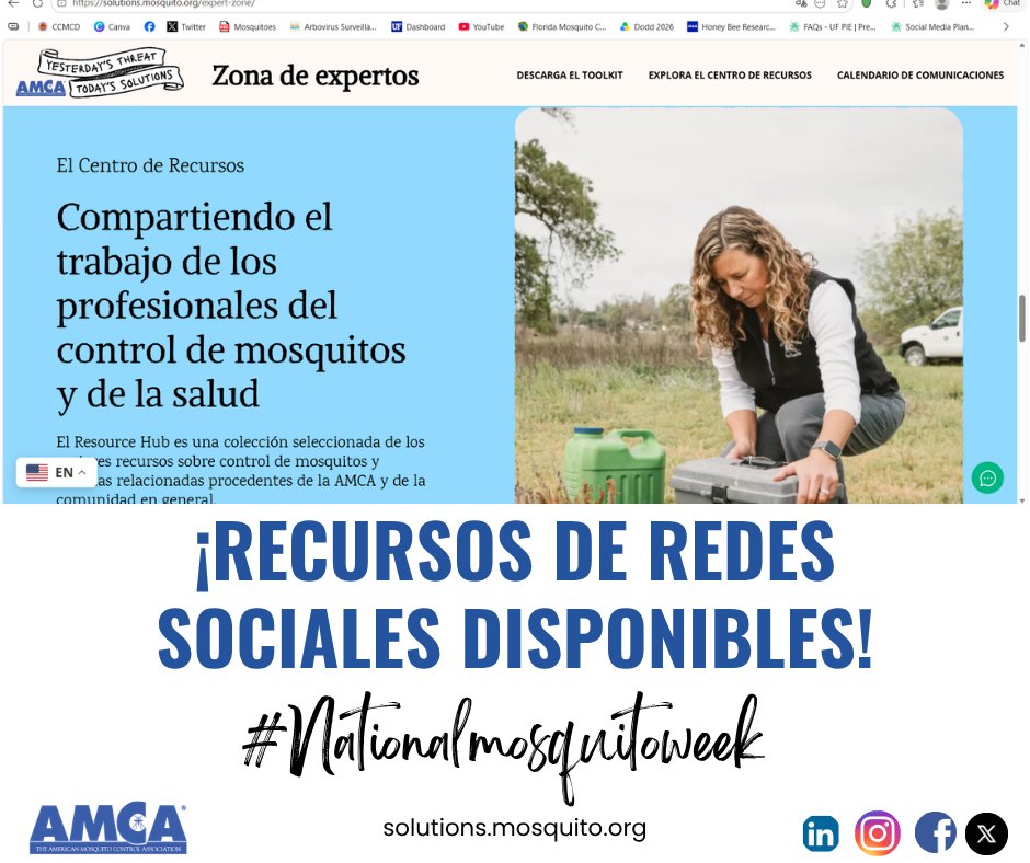 AMCAmosquito's tweet photo. No comms team, no problem. Does your district or division need access to social media and digital collateral, press releases and announcements, brochures and fact sheets, or educational materials? Click https://t.co/CklVzb7FXE to browse the page NOW! #NationalMosquitoWeek #YTTS https://t.co/1Oq9py7VHI
