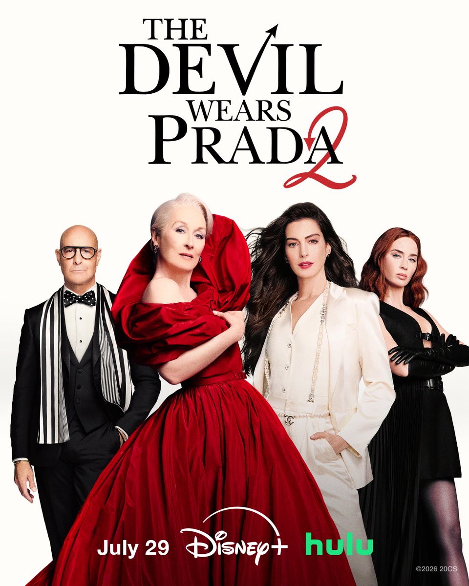 DiscussingFilm's tweet photo. ‘THE DEVIL WEARS PRADA 2’ releases on Disney+ &amp; Hulu on July 29.

See what other movies are coming soon to Disney+ &amp; Hulu: https://t.co/5B3VyoILYj https://t.co/0PfgGvshUf