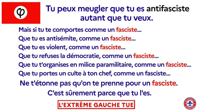 S84Remi's tweet photo. @Frontieresmedia LFI, parti de la violence et de l'activisme extrémiste basé sur les pratiques fascistes. @NunezLaurent, @Interieur_Gouv https://t.co/Sx21p87D3q