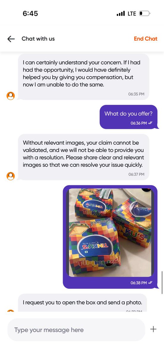 Jenil37's tweet photo. (2/2) The sandwiches inside are cold and soggy. How are we supposed to eat them &amp; customer care lies that the we contacted them after 48 hours when the order was received 15 minutes ago. I request a refund as the delivery was not up to the mark and customer care was not helpful. https://t.co/VqqeOG3WxR