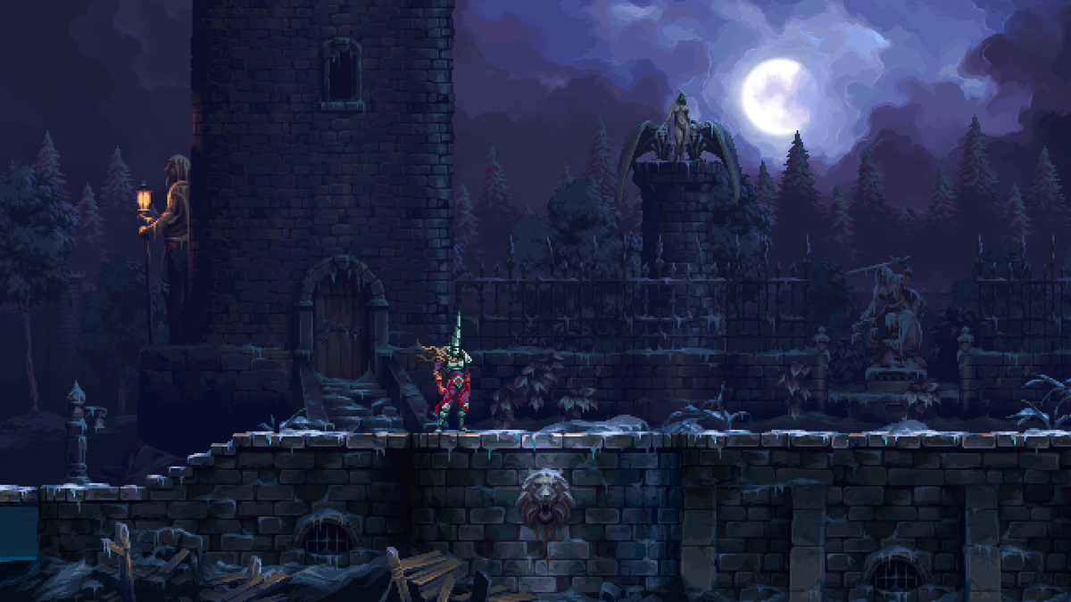 NerkinPixel's tweet photo. Castle of the Mist - Entrance, pixel art for Blasphemous II: The Third Sin #pixelart #ドット絵 #blasphemous https://t.co/9cQeBkwEHf