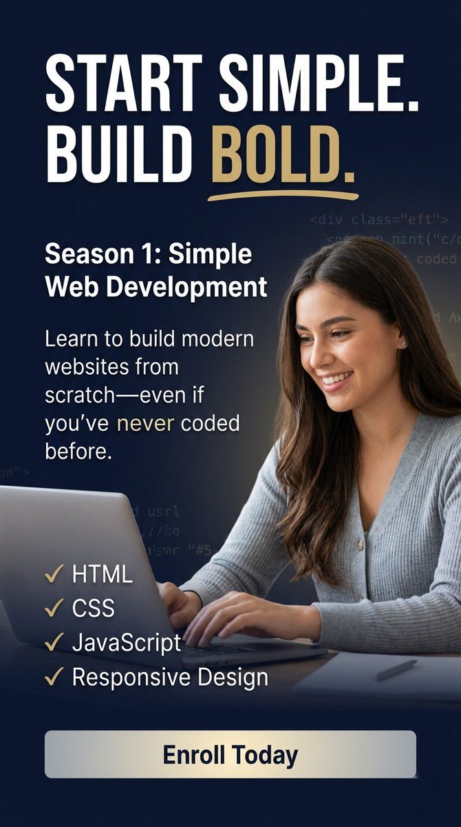 its_caasi's tweet photo. Welcome to SEASON 1 🔥🔥

No experience.
No complicated jargon.
Just practical web development skills that help you build real websites.

The journey starts now.

#Season1 #WebDev #Coding #LearnToCode #Programming #TechTwitter #BuildTheFuture #WebDesign #Developer #CareerGrowth https://t.co/NyX70d3TZI