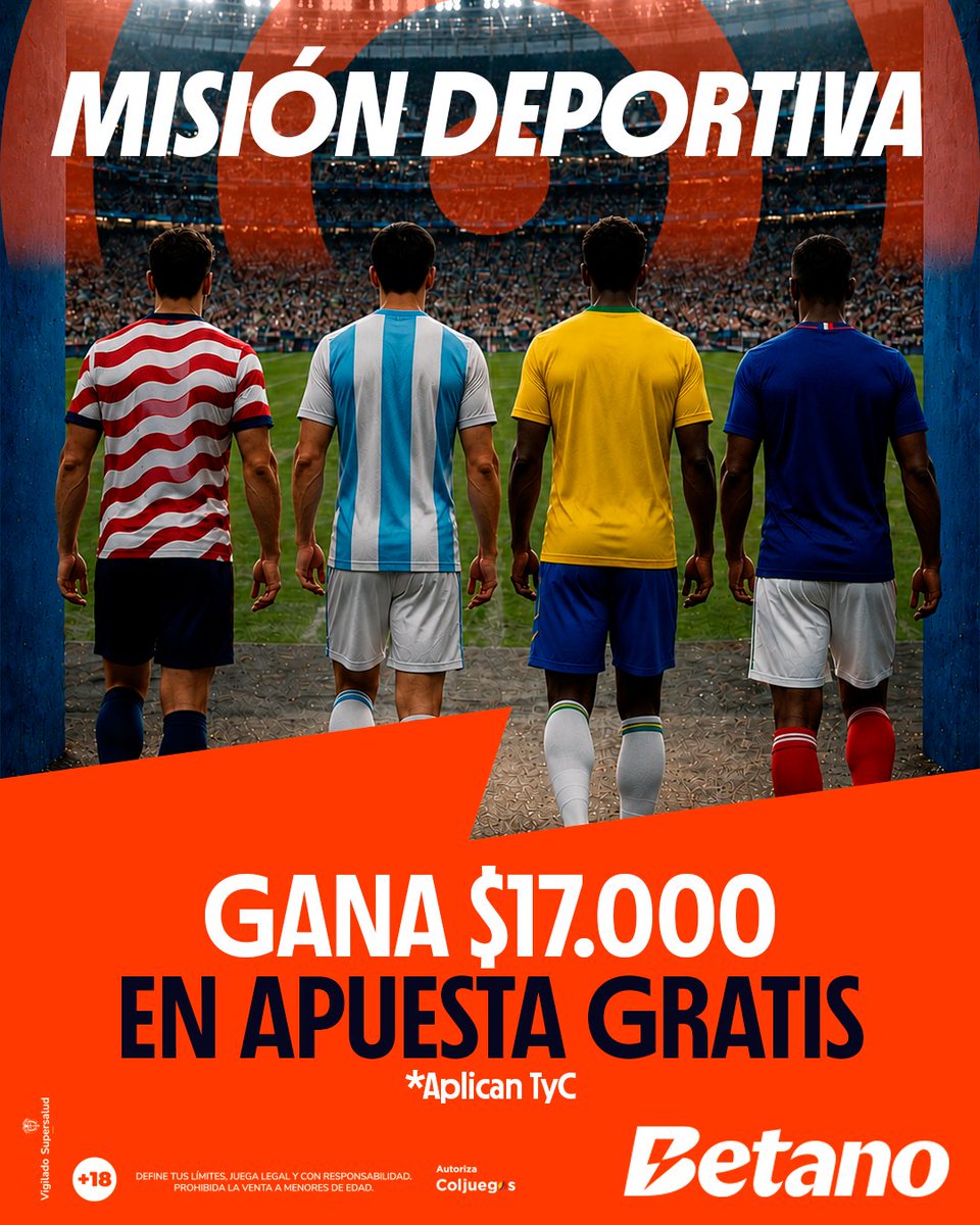 betano_colombia's tweet photo. 🎯 ¡Misión Copa de Oro!
Apuesta al menos $60.000 de lunes a domingo y si pierdes, obtienes una Apuesta Gratis de $17.000.
*Aplican TyC
#Mision #Deportes #Gratis #BetanoEsMundial https://t.co/DumKIpFExQ