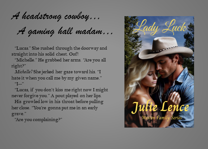JulieLence's tweet photo. #TuesdayReading 
Lady Luck:
#cowboyromance #BookBoost #IARTG #westernromance #BarbaryCoast #BookPromo #KindleUnlimited
https://t.co/MV6V2T73s8 https://t.co/ab5qIV8lmk