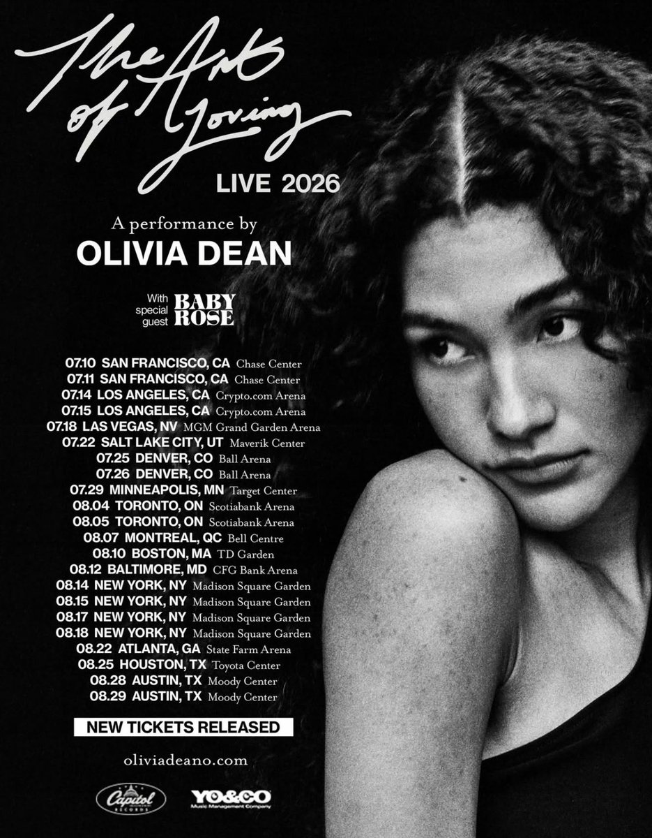 liviadeansource's tweet photo. New tickets available for Olivia’s upcoming US shows! 

On sale Friday June 26th at 10am local time 

https://t.co/GBYDrvhltx https://t.co/3aKmrD0r7e