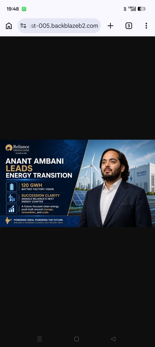 SrinjiniGuin's tweet photo. #Anant120GWhVision Anant Ambani's growing role in Reliance aligns with the company's strategic pivot to renewables and the planned 120 GWh battery factory, signaling a robust future in sustainable energy and storage technologies. https://t.co/oGHt1cjH9M