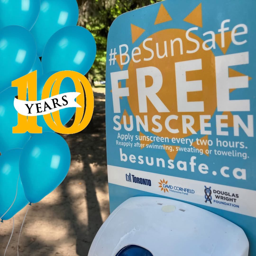 DCMFCanada's tweet photo. 🎉Celebrating the 10th season of #BeSunSafe in Toronto! Helping protect against #skincancer with 🧴2.1 million sunscreen uses, ⛺️shade and 📣sun safety education. Proud partnership with @cityoftoronto and @DWFCanada Learn more: https://t.co/eJfBYqPhKQ https://t.co/eclctarwHd