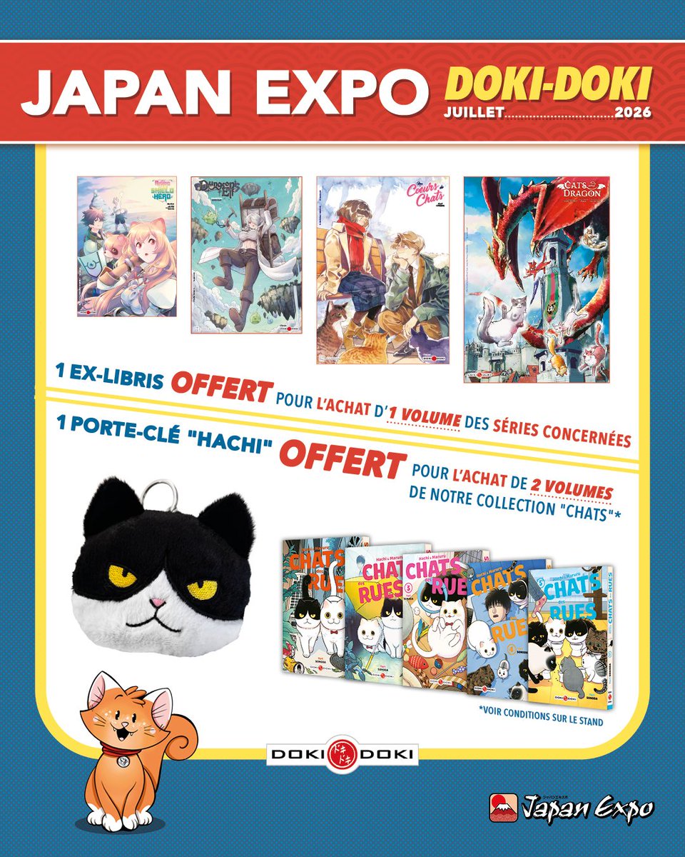 dokidoki_manga's tweet photo. #Japanexpo 🎁 LES GOODIES 🎁  

Éditions collector, stickers, loterie, ex-libris, porte-clés… Faites le plein de goodies Doki-Doki durant @japanexpo !

🎡 Chaque achat vous permet de participer à notre loterie pour gagner des cadeaux venus tout droit du Japon ! https://t.co/Hd7VwIR2GH