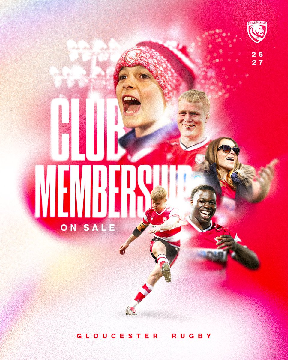 gloucesterrugby's tweet photo. 𝗝𝗢𝗜𝗡 𝗧𝗛𝗘 𝗖𝗟𝗨𝗕 🍒
With fixture news for the #GallagherPREM, #PREMCup & @ChampionsCup on the way next month, secure your spot at every home fixture of the season today.
2026/27 Club Memberships available now 👉 https://t.co/U3FC27ZLca https://t.co/yOoFeLvjOw