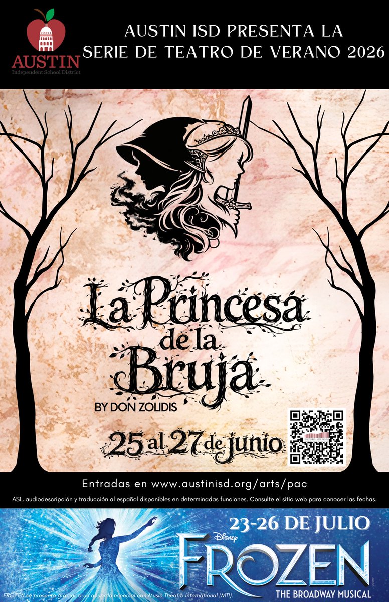 AISDArts's tweet photo. ¡La Serie de Teatro de Verano de Austin ISD presenta La princesa de la bruja de Don Zolidis!

25–27 de junio | Teatro Black Box del AISD PAC
 ¡Una divertida aventura 100 % producida por estudiantes de Austin ISD!

🎟️ ¡Boletos ya a la venta!
https://t.co/Lg3JYzHdhz https://t.co/Izsj2UTO1o