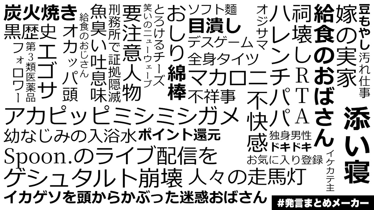 HaonShinoa's tweet photo. 本日はお付き合いいただきありがとうございました！
参加者の皆さんのおかげで無事に腹筋が崩壊しました＾＾
最高です

本日皆さんが原稿ワードにした単語をまとめましたのでご査収ください

それではおやすみなさい！

https://t.co/hsLnn3j94v #発言まとめメーカー https://t.co/Z6Sn2SlrMi