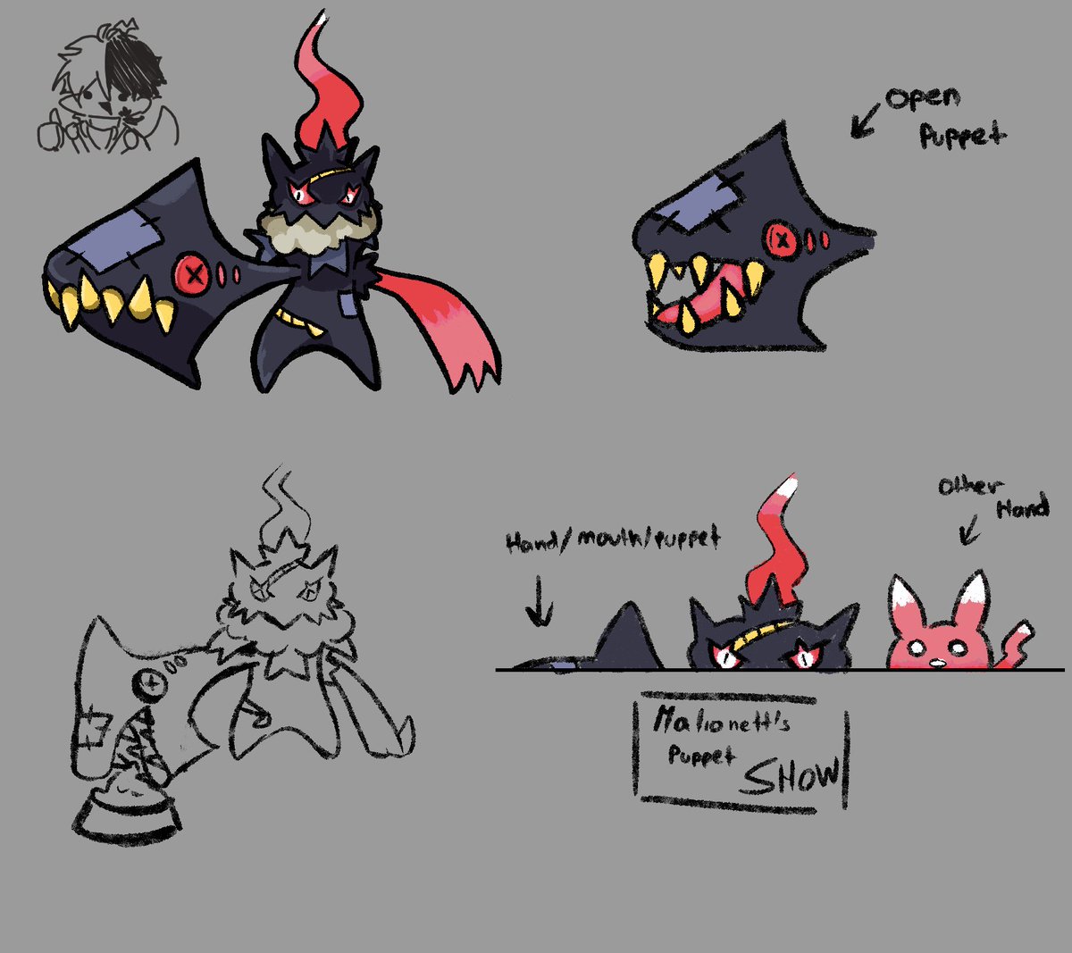 CarnekVT's tweet photo. What if Pokémon that already have Mega Evolutions could still evolve?

Like Malionett fully embracing the voodoo doll and cursed marionette tropes, while Mega Banette leans into the tsukumogami theme ✨ https://t.co/rsTAGHl15l