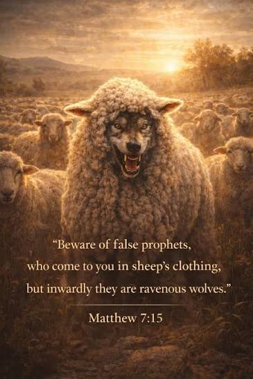 BeachcatTt's tweet photo. Beware of false prophets, who come to you in sheep’s clothing but inwardly are ravenous wolves.

Matthew 7:15 https://t.co/KIBS8wITmL