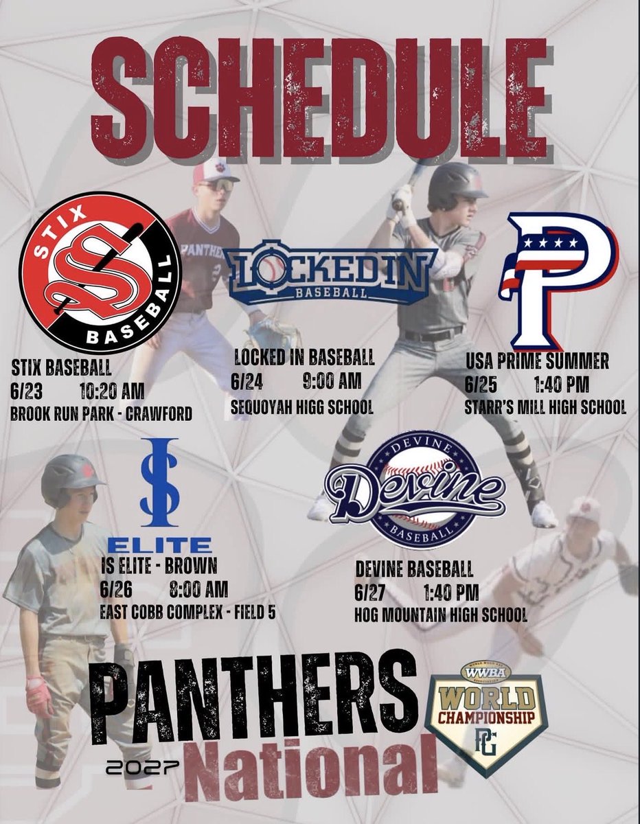 BeaverCarson19's tweet photo. WWBA Schedule💪 https://t.co/sU3v0rBaec