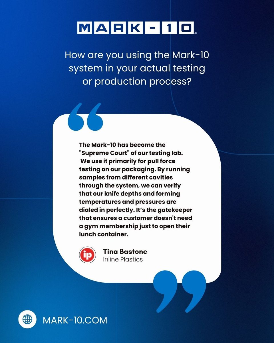 Mark10Force's tweet photo. It’s Testimonial Tuesday! Read how Inline Plastics Tests the pull tabs on plastic packaging we use every day. https://t.co/EkpJ9PVmFi

#testimonialtuesday #mark10 https://t.co/2qwZGgYvGd