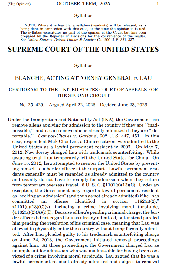 EricLDaugh's tweet photo. 🚨 JUST IN: The US Supreme Court has just UPHELD the Trump admin's ability to BLOCK criminal foreigners from reentering America, 6-3

BIG WIN!

DHS CONFIRMS: "The Supreme Court affirmed an important tool DHS has long used to prevent criminals from entering our country." 🔥

No sacrificing our security for foreigners!