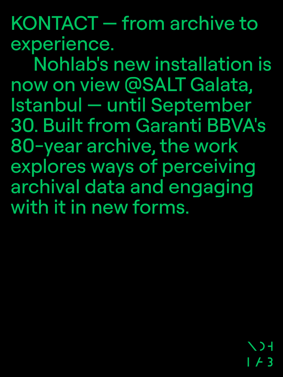 nohlab_studio's tweet photo. Nohlab's new installation is now on view at Salt Galata, Istanbul, as part of the exhibition 80 Yıl Ekseninde Garanti BBVA — until September 30. https://t.co/UdiPbKZmzC