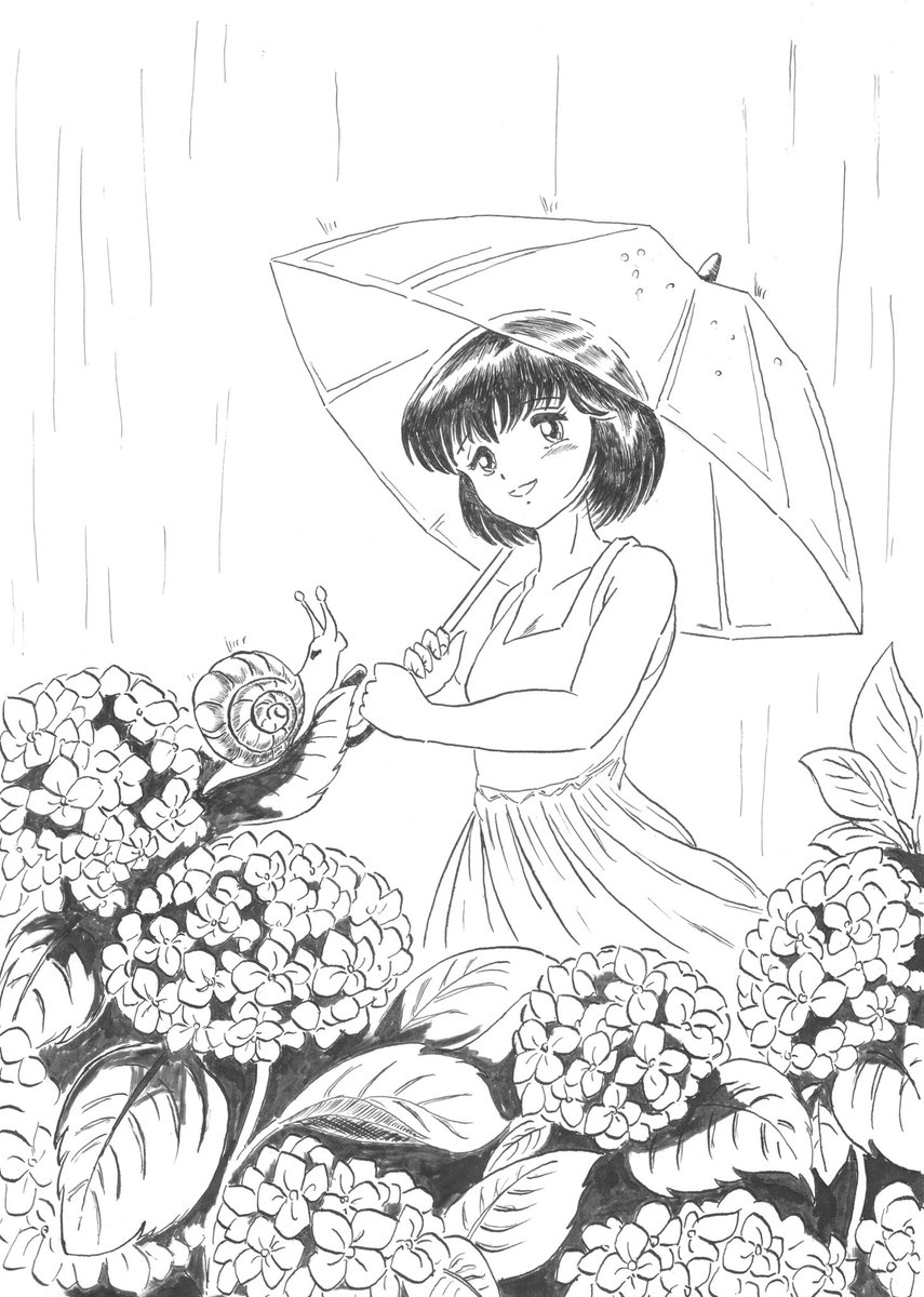 HMian3720's tweet photo. #アナログイラスト #梅雨 
再掲。梅雨は嫌いじゃない。一年で一番強い日差しを遮ってくれるから。
でんでんむし、見なくなったなぁ…🐌 https://t.co/ifr5EAwegd