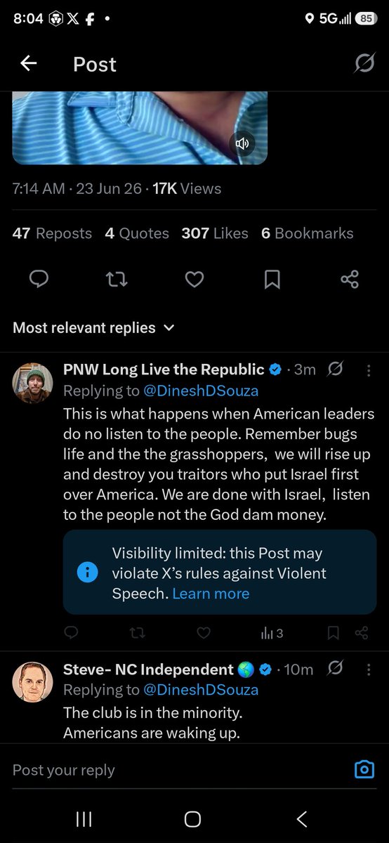 mudbutt10's tweet photo. @DineshDSouza This is one of the many reason we do not like zionest, go monitor free speech in a different country,  not America https://t.co/9ABpAcWwGL