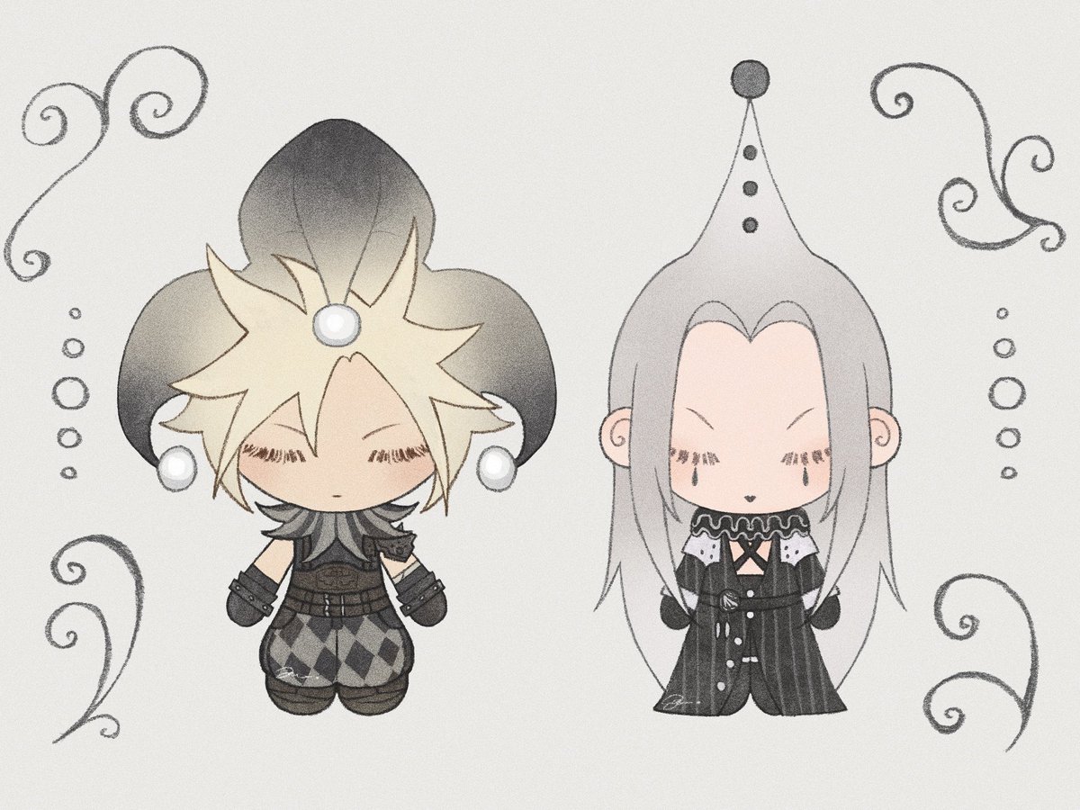 h4llowfae's tweet photo. cloud &amp; sephiroth jesters ♥︎⚔️ https://t.co/Xia0MSH1TP