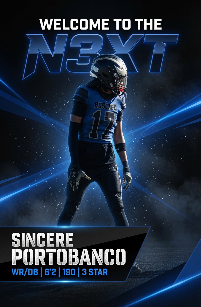 N3XTrecruiting's tweet photo. 🚨 Welcome to the team, Sincere Portobanco! @SincerePort 

3-Star WR/DB Sincere Portobanco (6’2 190) is officially joining the squad 🔥

We’re excited to add this tall, athletic playmaker with great size, speed, and ball skills. Ready to see you win at the catch point on offense and use your length to lock down receivers in the secondary on defense!