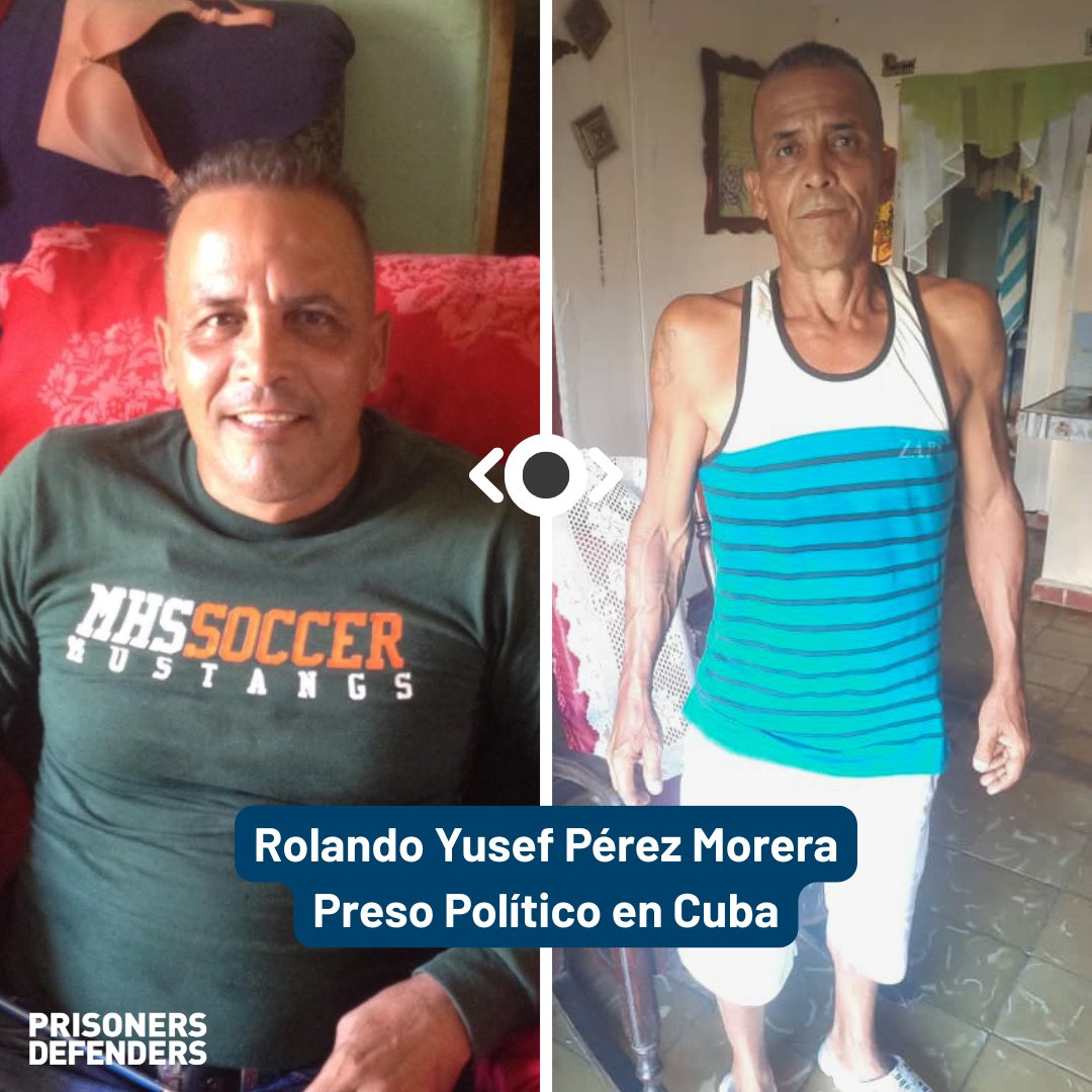 PrisonersDFNdrs's tweet photo. ⚠️ La diferencia entre estas dos fotos tiene un nombre: prisión política en Cuba.

📉 Es el devastador deterioro físico de Rolando Yusef Pérez Morera, activista del Movimiento Opositores por una Nueva República (MONR) y preso político del #11J en #Cuba, condenado a 8 años de prisión por participar en las protestas de San Antonio de los Baños.

🚨 Desde su encarcelamiento, la salud de Rolando se ha deteriorado gravemente. Su familia ha denunciado de forma reiterada la privación de alimentos, la falta de atención médica y de medicamentos, así como las condiciones inhumanas de reclusión, factores que lo han llevado a sufrir desnutrición severa y que hoy ponen en riesgo su salud.

📸 La 1.ª fotografía fue tomada antes de ser detenido en las manifestaciones del 11J de 2021. La 2.ª fotografía fue tomada el pasado 19 de junio durante un permiso de 3 días.

#LibertadParaLosPresosPolíticos #SOSCuba #DerechosHumanos #RolandoYusefPérezMorera