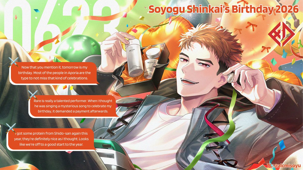 alcmisoyu's tweet photo. ⚔️Soyogu Shinkai's 2026 Birthday Lines Translation
#BreakMyCase #BureMai #brmytl https://t.co/I03cQXftMl