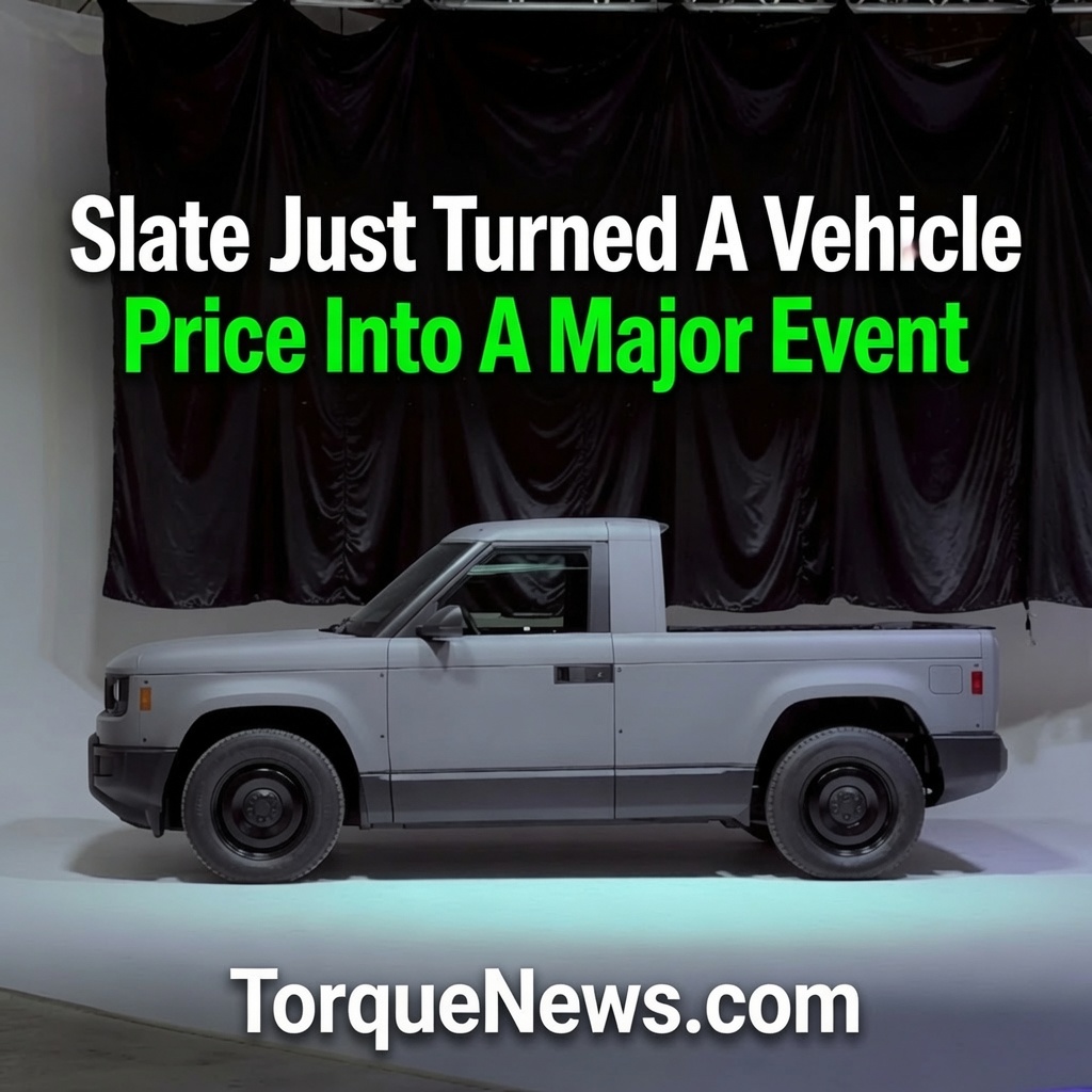 torquenewsauto's tweet photo. Slate Auto just dropped the pre-announcement setting of its affordable EV truck, and said about what time it will announce its price tomorrow. But the hidden story here is different.  Slate isn't teasing horsepower. Neither it's teasing the battery capacity of its EV truck or the towing capacity. It's teasing a price.

And that may be the most interesting part of the story. Look https://t.co/WkgxyKnM2a