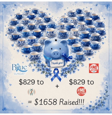 MEActionNC's tweet photo. 💙Thank you, Blue Sunday supporters!
After expenses, our Blue Sunday Tea Party for ME  raised $1,658 for @PlzSolveCFS &amp; @MEActNet. With matching funds, the impact is over $2,619!
Thanks to all who donated, attended, &amp; shared our event. ☕💙
#BlueSunday2026 #MillionsMissing #MECFS https://t.co/Ad5L9ssoXA