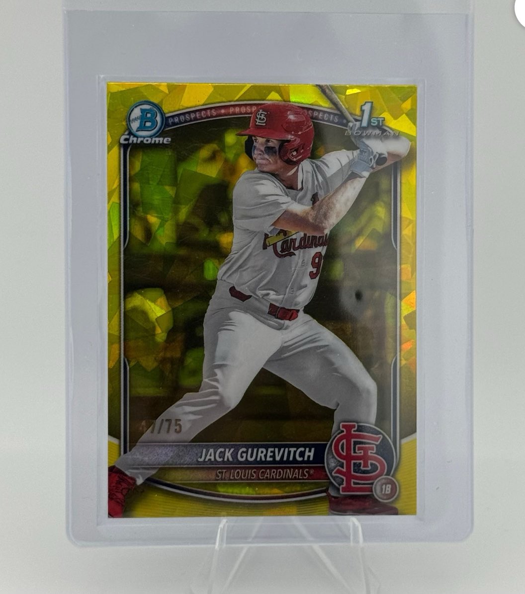 MiLB_Today's tweet photo. 🎉 100 Follower Giveaway 🎉

10 followers to go!

Giving away this Jack Gurevitch 2025 1st Bowman Yellow Sapphire Refractor /75.

To enter:
⚾ Follow @MiLB_Today
⚾ Like
⚾ Repost

Winner drawn at 100 followers. Thanks for the support! ⚾ https://t.co/6sO9MTIVpy